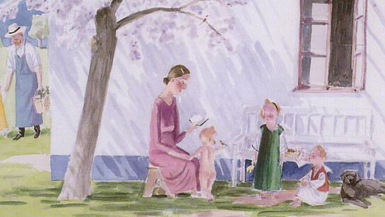 Jan Knap, Sacra famiglia, 2003, acquerello su carta, 45 x 56 cm, L'Ariete artecontemporanea, Bologna