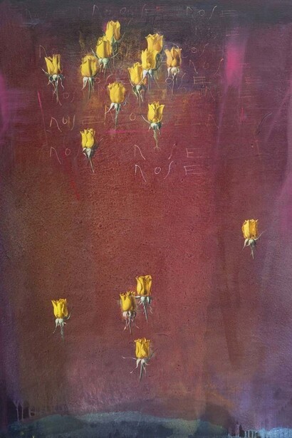 Mario Madiai, Rosae 7, olio, tela, 90 x 120