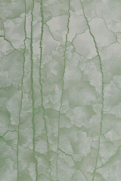 Qiu Deshu, Fissuring, 1993 Acrylic on Xuan paper and canvas, 235 x 152 cm