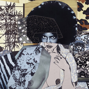 Mickalene Thomas, Maya #7, 2015, Strass, acrylique et huile sur panneau de bois, Rhinestones, acrylic and oil on wood panel, 213,36 x 228,6 x 5,08 cm, Courtesy Mickalene Thomas & Galerie Nathalie Obadia Paris/Bruxelles. Copyright: Mickalene Thomas Studio