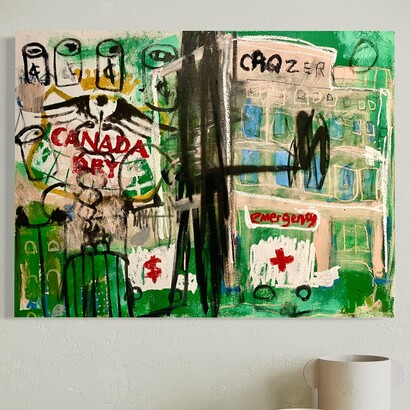 Caff Adeus, Black Medicine, Acrylic, oil, spray paint, pastels on canvas, 86 W x 68 H x 1 D in, 2023. Courtesy of the artist and Paradigm Gallery + Studio