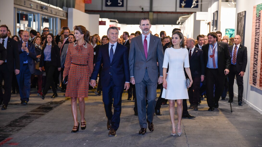Los Reyes de España inauguran ARCO junto al presidente de Argentina y su esposa. Foto: IFEMA