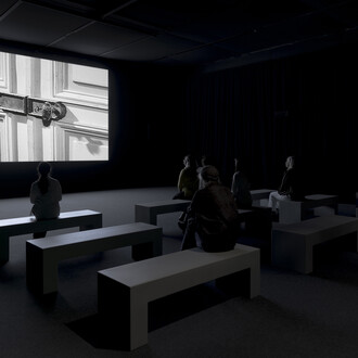 Christian Marclay, Doors, exhibition view. Courtesy of Institute of Contemporary Art, Boston 
