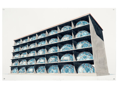 Edificio de diamantes, 2020. Acuarela sobre papel, 66 x 102 cm

