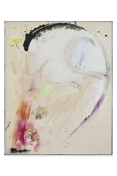 Lucy Dodd
The Princess, 2018
Cochineal, earth from Andalusia, squid ink, hematite, charcoal, SCOBY, azurite and acrylic
204,5 x 167,6 cm
80 1/2 x 66 inches
© Lucy Dodd
Courtesy of Sprüth Magers and David Lewis Gallery, New York Photography by Stephen White