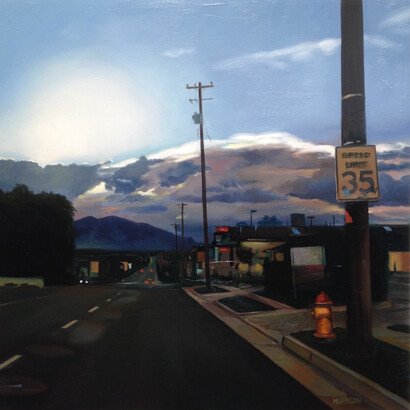 Margaret Morrison, 33rd South, 2015, Oil on wood, 24 x 24; inches; 61 x 61 cm, Signed LR