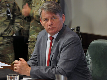 U.S. Ambassador to Mali, Dennis B. Hankins, along with U.S. Ambassadors to Burkina Faso, Mauritania, Niger and a representative from the Office of Security Cooperation in Chad, participated in discussions about the Sahel region of Africa, in Stuttgart, Germany Oct. 8, 2019
