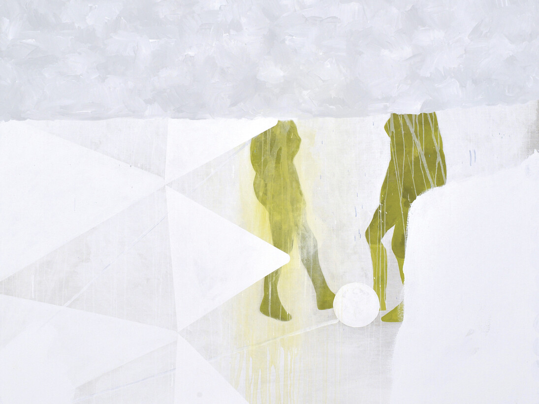 Luca Coser, L'Angelo era bellissimo, 2017. Acrilico su lino grezzo, cm 190x180. Courtesy of Gilda Contemporary Art