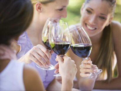 A glass of Chianti wine with friends