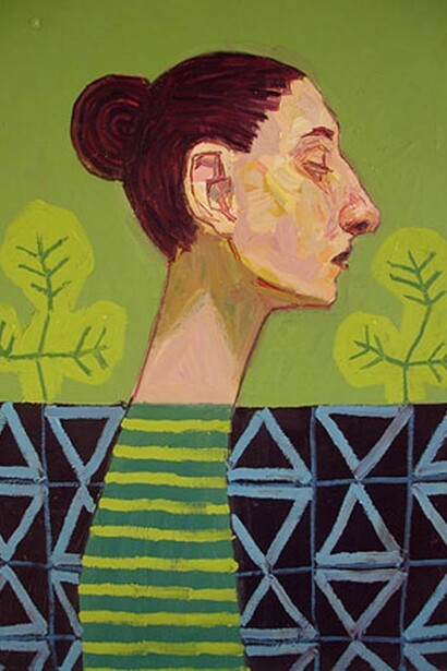 Meirion Ginsberg, Profile with Green Stripes, oil on canvas, 2013, 40 x 30 cm