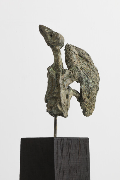 Chained To The Nest, 1974, Bronze On Wood Base, Bronze Dimensions 74x41x22cm, 18.4kg © Johnnie Cooper, Courtesy of the artist
