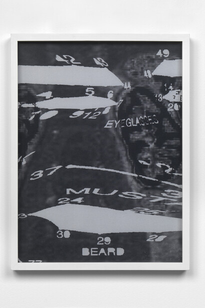 Lars Holdhus, 66C85A6E3865F4FD28B46F5A1288C892375F109138C1321E5C8804525447F615, 2014, Archival B/W print 30 x 40 x 3 cm / (11¾ x 15¾ x 1⅛ in), Image Courtesy of the artist and Blain|Southern. Photo: Todd White, 2014
