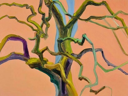 Michelle Dovey, Pink Background 2014, oil on canvas, 36 x 48 in/91.4 x 122 cm