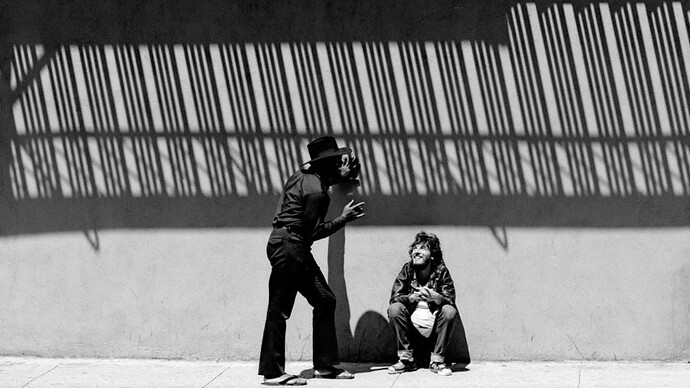 Bruce Springsteen y el saxofonista Clarence Clemons en la sesión fotográfica para «Born to run»