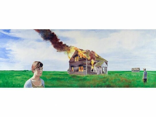 Nate Burbeck, American Decadence (Codington County), 24 x 64 inches, oil on canvas, 2011. Copyright: Nate Burbeck. Courtesy: Anna Zorina Gallery, New York City