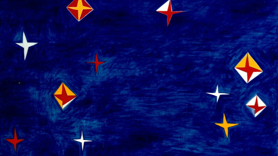 Nicola De Maria, Testa Orfica IV,1990, pigmento e resina su tela, 300x400 cm, courtesyCortesi Gallery London – Lugano.