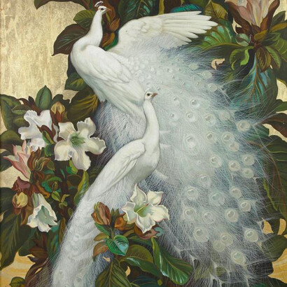 Jessie Arms Botke, *White peacocks and beaumontia*  