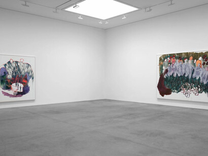 Portia Zvavahera, Zvibereko zvemweya wangu, exhibition view. Courtesy of David Zwirner Gallery