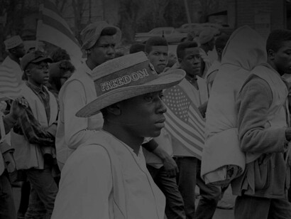 The march for freedom at the time of elections in America as only a small portion of free African-Americans were allowed to vote 