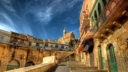 Looking up towards a church on a trip to the island of Gozo © Dean Thorpe