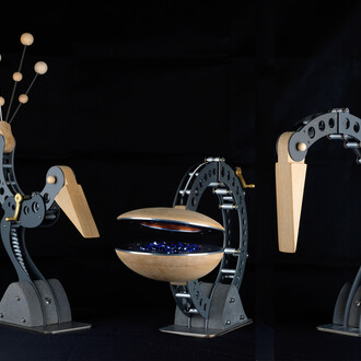 Blott Works, Three Light Beam lamps, Baby Bustard, Clamshell Alchemist and Crane