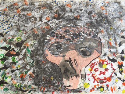 Erik Dietman, Sitarane, Saintonge, Fontaine, Le Tangue et toi, 1995, Aquarelle, pastel et colle sur papier, 75 x 58 cm © Courtesy Galerie Claudine Papillon