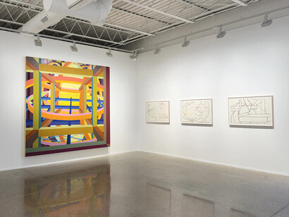 Al Held, Constructing abstraction, exhibition view. Courtesy of David Klein Gallery