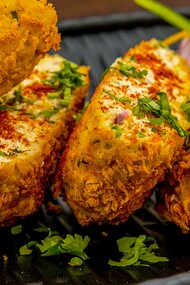 Fried chicken displayed in an artful way