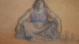 Francisco Zúñiga, Juchiteca (1965). Dibujo a crayón con acuarela. Col. Castro Guardia