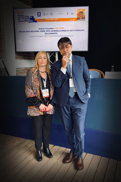 Periodista Patrizia Angelini y Francesco Felici, Ministro de Turismo de Italia
