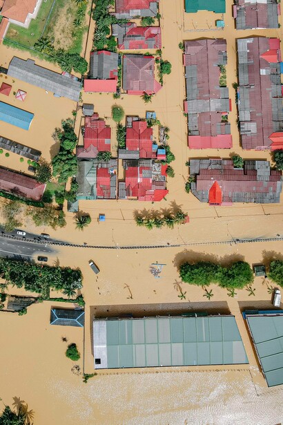 Houses devastated by a flood