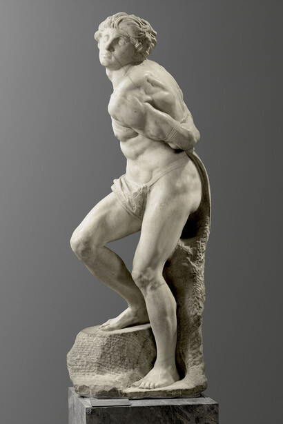 Michelangelo Buonarroti, The rebellious slave (detail), 1513–1515. Courtesy of Hong Kong Heritage Museum