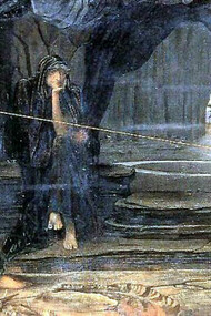 As moiras, com o fio da vida Alegoria,por Strudwick, 1885