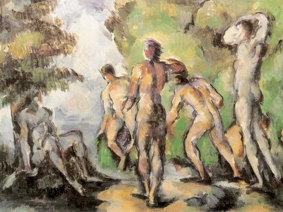 Paul Cézanne, *Fünf Badende*, 1875-1877, Öl auf Leinwand, 22 x 33 cm. Musée d’Orsay, Paris
