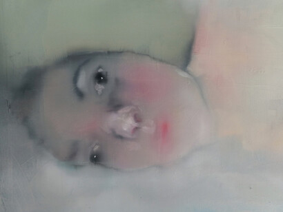 Julia Runggaldier, Milk could help, olio  su tela, 2021
