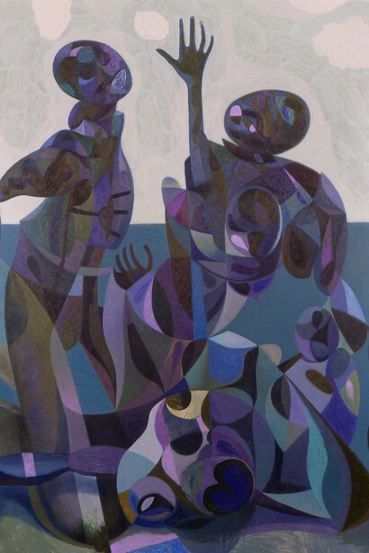 Sverre Bjertnæs, A Sculpture by the Sea, 2015-16, oil on canvas, 200 x 180 cm