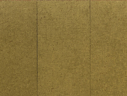 Ha Chong-Hyun.
Conjunction 86-24 (3), (2), (1),
1986
Oil on hemp canvas
94 1/2 x 141 7/10 inches
240 x 360 cm
Each panel is 240 x 120 cm