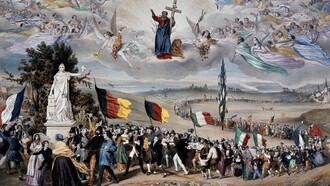 «El pacto» forma parte de «La república universal, democrática y social», obra pintada por Frédéric Sorrieu en 1850 para conmemorar los hechos de 1848