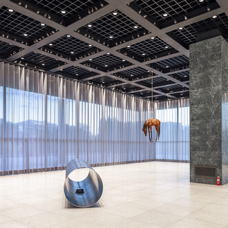 Maurizio Cattelan, Night, exhibition view. Courtesy of Neue Nationalgalerie