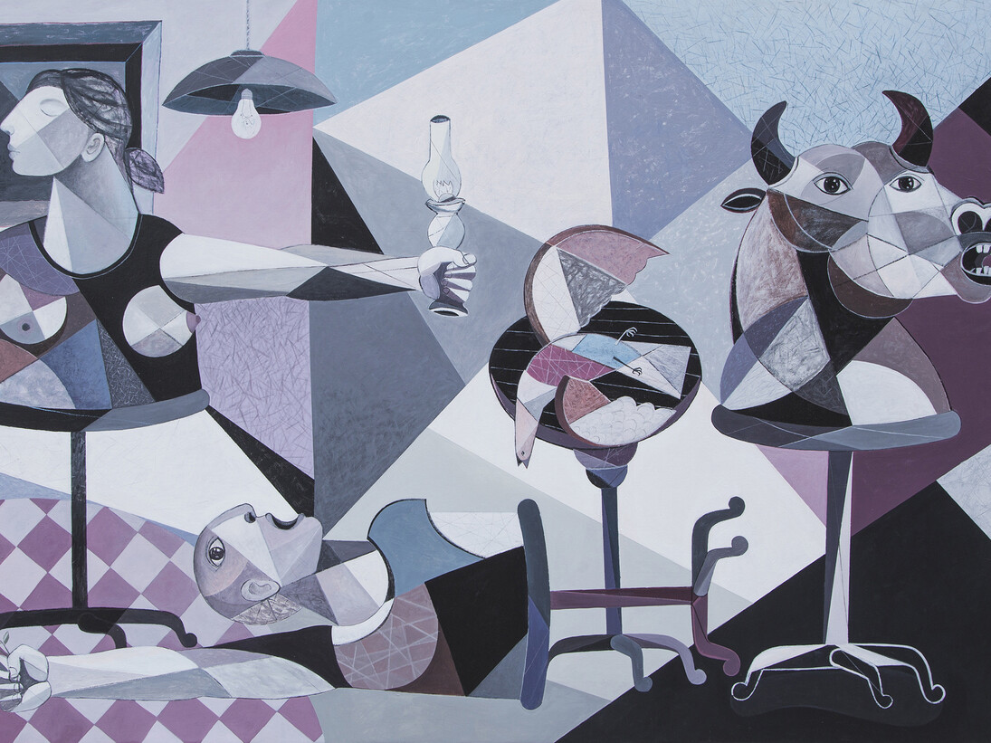 Oussama Diab, What Happened Here - In the Company of Picasso, 2015,  Acrylic on canvas, 185 x 295 cm
image