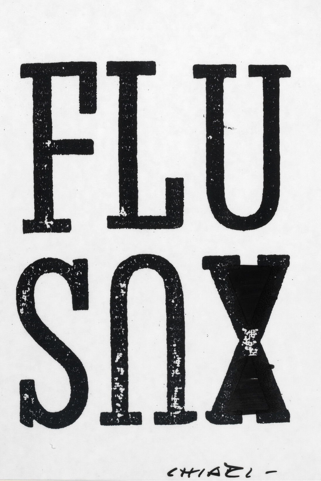 Giuseppe Chiari, Fluxus, 1990. Technique mixte sur papier entoilé, cm 42 x 30 / in 16.5 x 11.8. Courtesy Tornabuoni Art 
