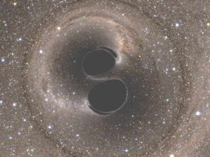 LIGO, Recreación de dos agujeros negros a punto de fusionarse y las subsecuentes ondas gravitacionales 