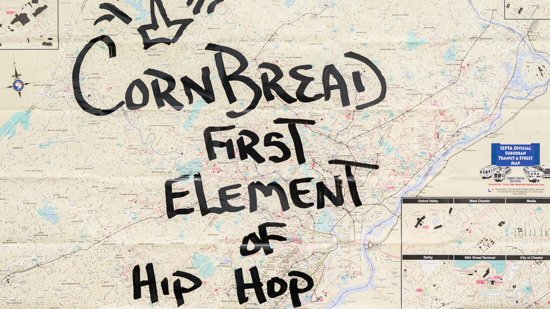 Cornbread, First element of hip hop 1965 septa transit map (detail), 2025. Courtesy of Paradigm Gallery + Studio