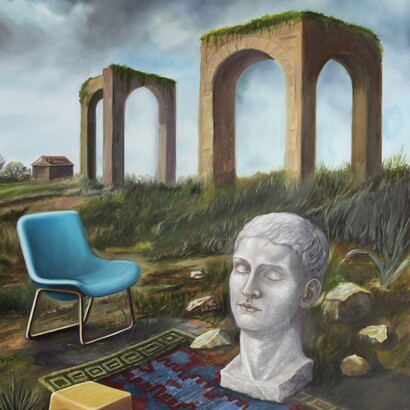 Roberta Cavallari, Falsa stratificazione, particolare, olio su tela, 100 x 70 cm, 2025