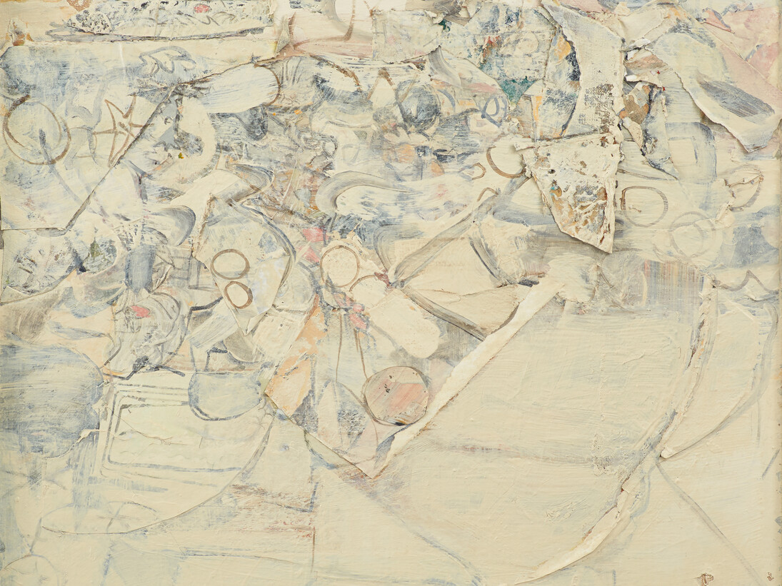 Katy Moran, Bipolar Moon (detail), 2014, Acrylic and collage on board, Framed dimensions: 17 3/8 x 20 5/8 x 2 inches (44.1 x 52.4 x 5.1 cm)© Katy Moran, courtesy of Andrea Rosen Gallery, New York