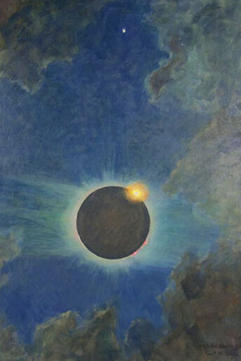 Eclipse solar observado desde Oregón en 1918 pintado por Howard Russell Butler