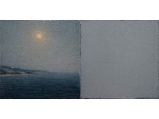 Adam Straus, Monument: Long Island sound, Light & Fog, 2013, oil on canvas encased in lead, 12 x 24 x 12 in. 30.5 x 61 x 30.5 cm