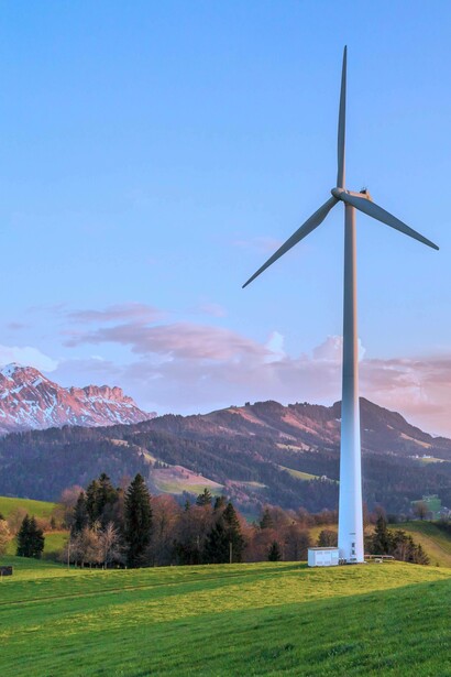 Windmill near the mountains
