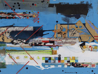 Sam Middleton, Concerto (detail), 1983. Mixed media and collage on paper, 20 × 30 inches. Courtesy of Spanierman Modern
