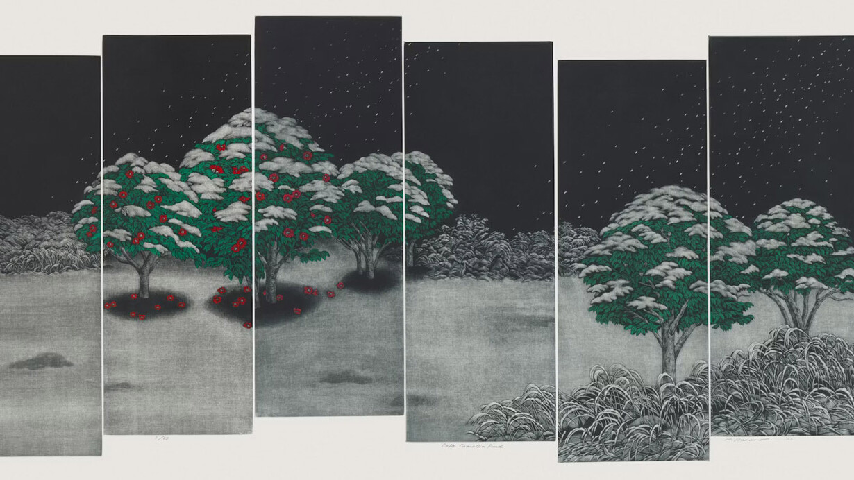 Hamanishi Katsunori, Winter—Cold Camellia Road (detail), 2022. Courtesy of Art Institute of Chicago